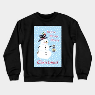 Snowman Christmas Greeting Card Crewneck Sweatshirt